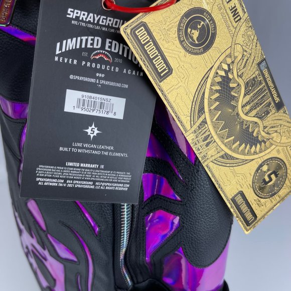 New Sprayground Cazzu Iridescent Spider Skull Shark DLXV Backpack - Picture 7 of 11